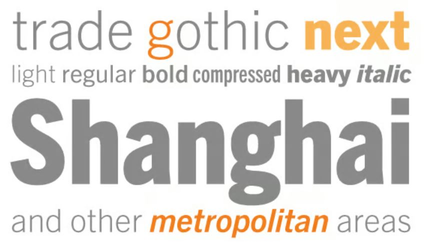 Tipografía sans serif. . Trade Gothic